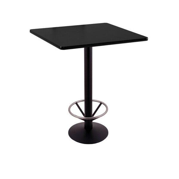 42" 214 Black Table, 30" x 30" Square Top, Foot Ring